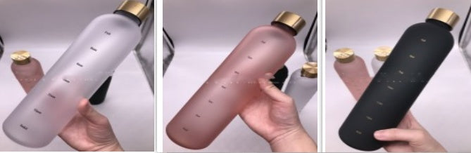 Large Capacity 1L Time Water Cup Fitness Water Bottle Gradient Color Matte